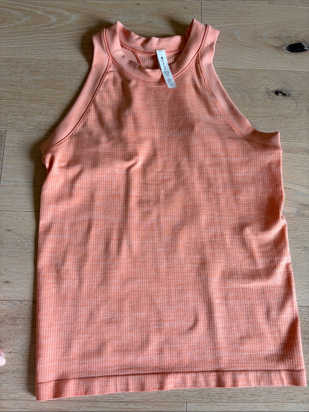 Athleta Ribbed High-Neck Tank Top in Peach Orange